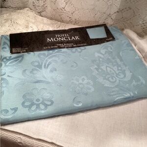 Hotel Montclair Light Blue Floral Embossed Table Runner 16”x 72"